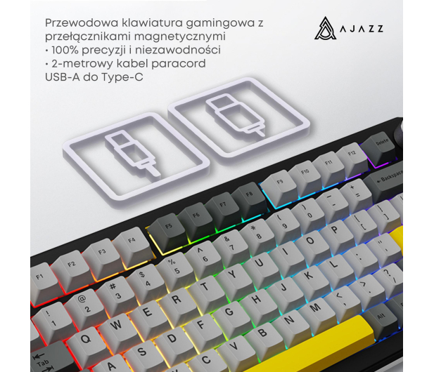 Ajazz AK820 MAX Magnetic switches Black Gray Yellow RGB - 1536367 - zdjęcie 10